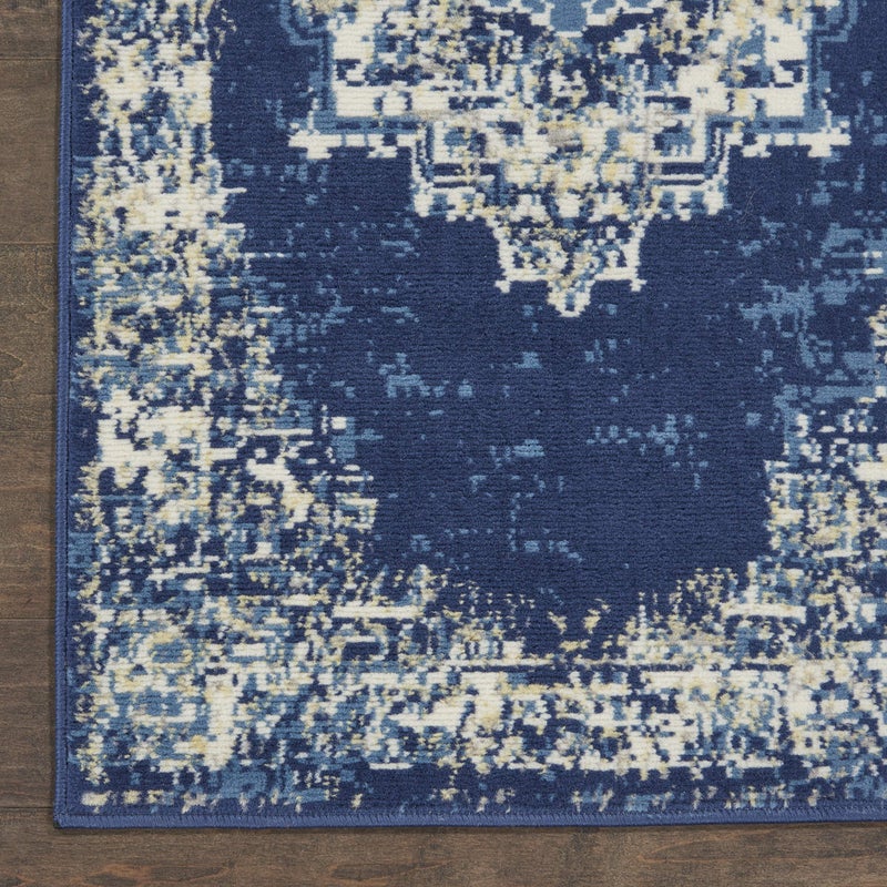 Nourison Home Grafix Traditional Navy Blue 2' x 4' Area-Rug, Easy Clean, Non Shedding, Bed Room, Living Room, Dining Room, Kitchen (2x4) - Image 3